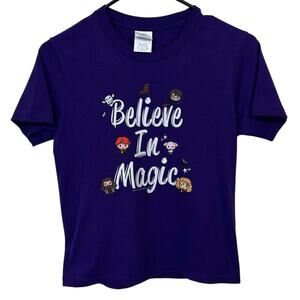 Believe In Magic Youth Purple T-Shirt Disney Style Size Small